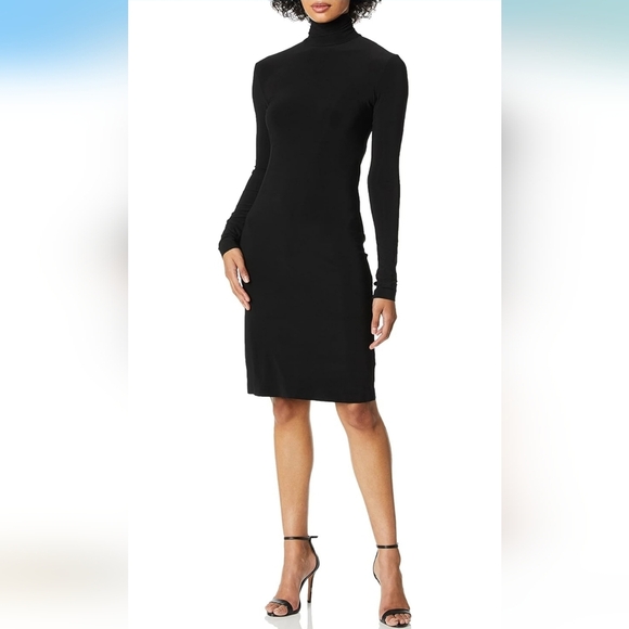 Norma Kamali Dresses & Skirts - Norma Kamali Black Stretchy Slim Fit Long Sleeve Turte Neck Knee Length Dress XS